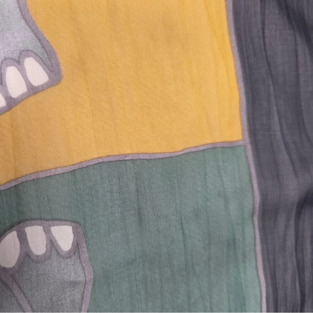Vintage Jim Thompson Elephant Rectangle Silk Scarf
